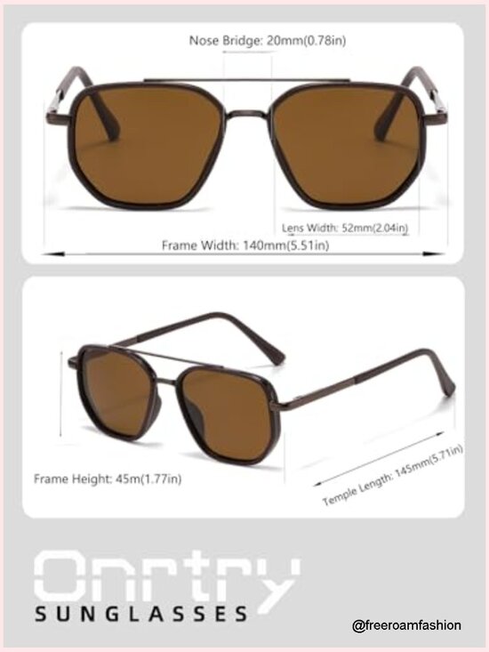 Polarized Aviator Sunglasses Retro Square Metal Frame UV400 Protection Unisex main image 4